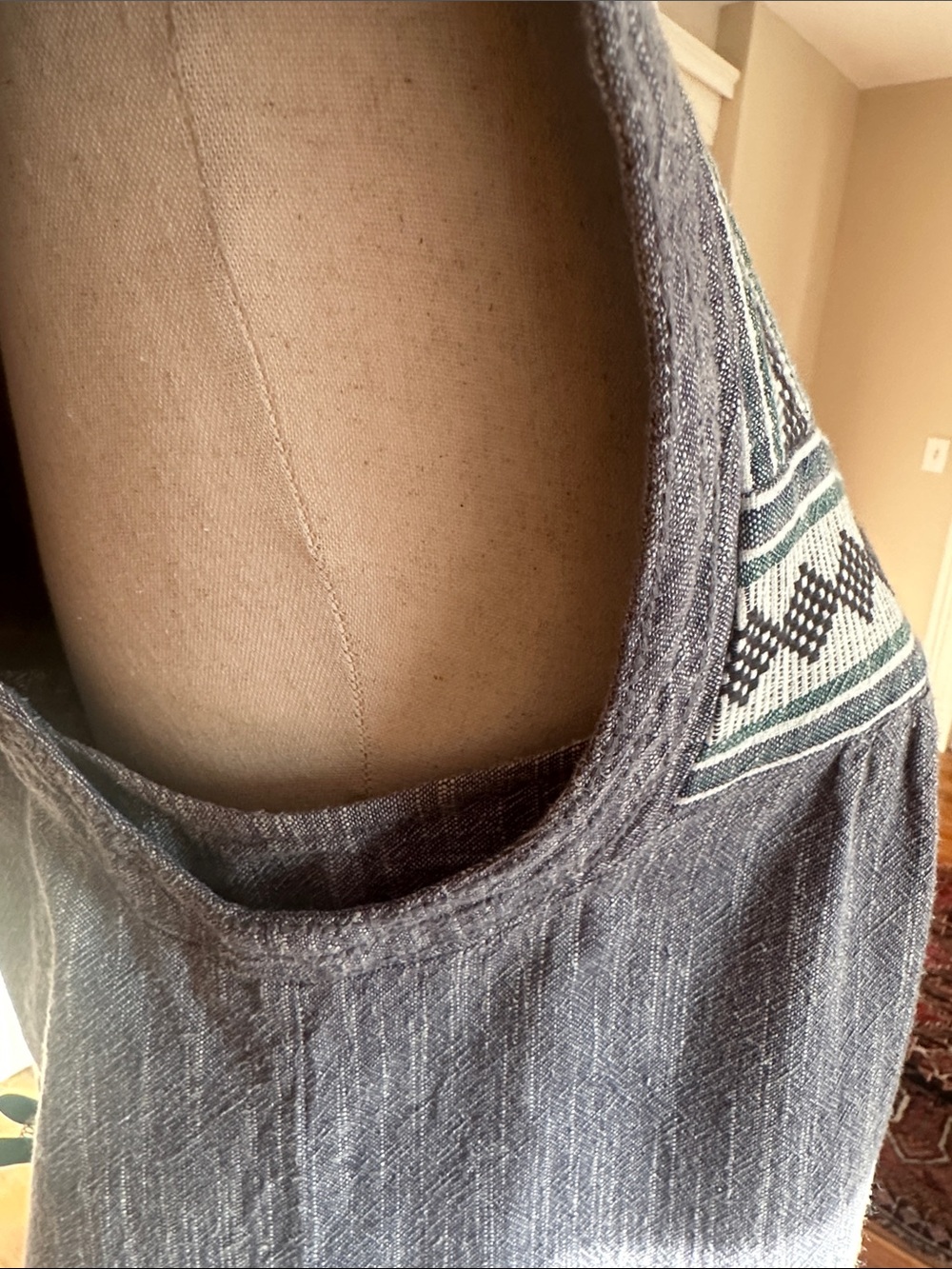 Faherty Blue Organic Cotton Embroidered Square-Neck Summer Dress - Picture 5 of 14